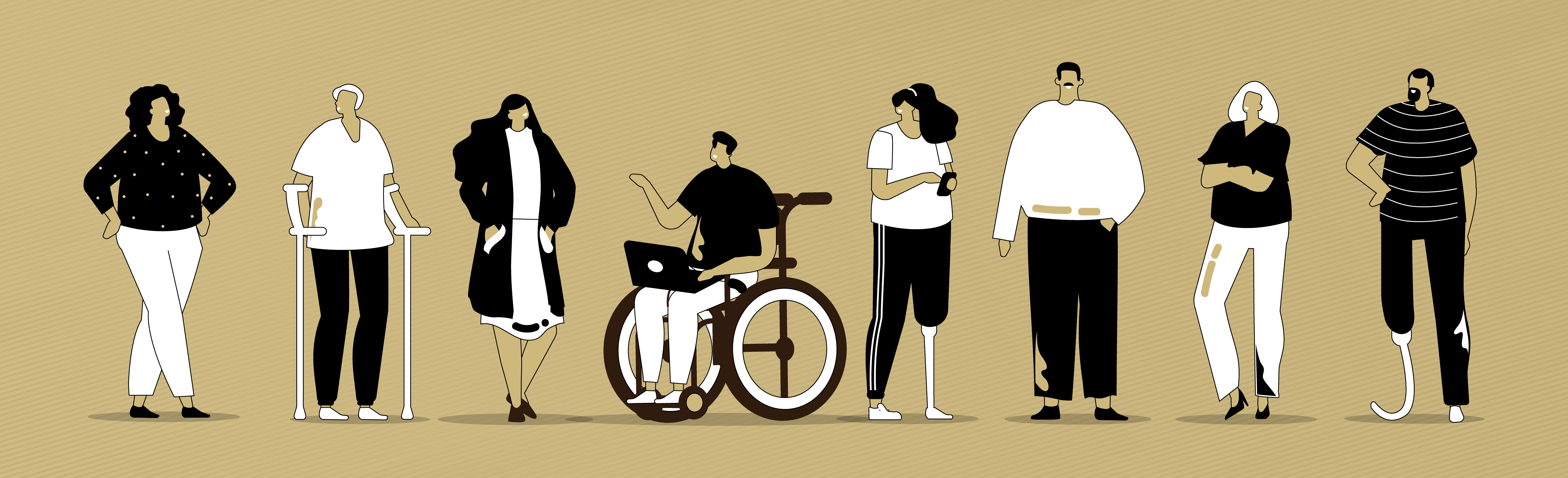 Animation banner showing individuals with various disabilities